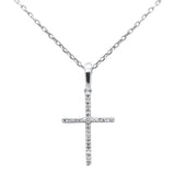 Collar con colgante de cruz de diamantes de oro blanco de 14K, 0,06 ct, G, SI, cadena de 18 pulgadas de largo