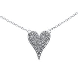 .33ct G SI 14K White Gold Diamond Heart Drop Trendy Pendant Necklace 16+2" Ext