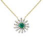 <span style="color:purple">SPECIAL!</span> .86ct G SI 14K Yellow Gold Diamond & Natural Emerald Pendant Necklace 18" Long