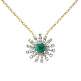 <span style="color:purple">¡ESPECIAL!</span> Colgante de oro amarillo de 14 quilates con diamante y esmeralda natural de 0,86 ct G SI, collar de 45,72 cm de largo