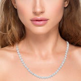 5.21ct G SI 14K White Gold Diamond Flower Necklace 16" Long