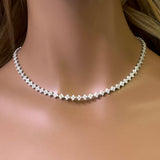 5.21ct G SI 14K White Gold Diamond Flower Necklace 16" Long