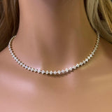 5.23ct G SI 14K Yellow Gold Diamond Flower Necklace 16" Long