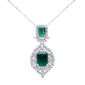 <span style="color:purple">SPECIAL!</span> 6.80ct G SI 14K White Gold Diamond & Natural Emerald Gemstones Pendant
