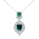6.80ct G SI 14K White Gold Diamond & Natural Emerald Gemstones Pendant