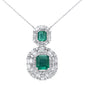 <span style="color:purple">SPECIAL!</span> 8.23ct G SI 14K White Gold Diamond & Natural Emerald Gemstones Pendant