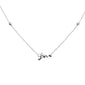 .07ct G SI 14K White Gold Diamond & Blue Sapphire Gemstones "Love" Pendant Necklace 16+2" Ext Long