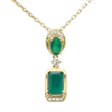 <span style="color:purple">¡ESPECIAL!</span> Collar con Colgante de Diamante y Esmeralda Natural de Oro Amarillo 14K de .77ct G SI, Cadena de 45.72 cm de Largo