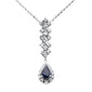 <span style="color:purple">SPECIAL!</span> .73ct G SI 14K White Gold Diamond & Blue Sapphire Gemstones Pendant Necklace 16+2" Ext Long