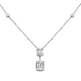 .36ct G SI 14K White Gold Round & Baguette Diamond Pendant Necklace 16+2" Ext Long