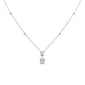 <span style="color:purple">SPECIAL!</span> .36ct G SI 14K White Gold Round & Baguette Diamond Pendant Necklace 16+2" Ext Long