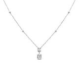 .36ct G SI 14K White Gold Round & Baguette Diamond Pendant Necklace 16+2" Ext Long