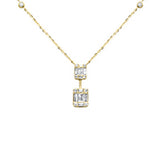 .37ct G SI 14K Yellow Gold Round & Baguette Diamond Pendant Necklace 16+2" Ext Long