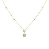 .37ct G SI 14K Yellow Gold Round & Baguette Diamond Pendant Necklace 16+2" Ext Long