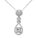 .53ct G SI 14K White Gold Diamond Pendant Necklace 18" Long Chain