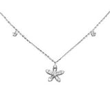 .44ct G SI 14K White Gold Round & Baguette Diamond Pendant Necklace 16+2" Ext Long