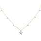 <span style="color:purple">SPECIAL!</span> .44ct G SI 14K Yellow Gold Round & Baguette Diamond Pendant Necklace 16+2" Ext Long