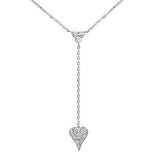 .18ct G SI 14K White Gold Diamond Heart Shape Drop Pendant Necklace  16+2" Ext Long