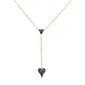 .20ct G SI 14K Yellow Gold Diamond Black Diamond Heart Drop Pendant Necklace  16+2" Ext Long