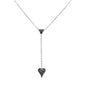 .20ct G SI 14K White Gold Diamond Black Diamond Heart Drop Pendant Necklace  16+2" Ext Long