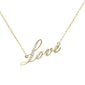 .08ct G SI 14K Yellow Gold Diamond " Love" Pendant Necklace 14+2" Ext Long