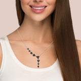 <span style="color:purple">SPECIAL!</span> .85ct G SI 14K White Gold Black Diamond Heart Drop Pendant Necklace  16+2" Ext Long