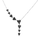 <span style="color:purple">SPECIAL!</span> .85ct G SI 14K White Gold Black Diamond Heart Drop Pendant Necklace  16+2" Ext Long
