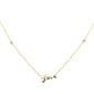 .07ct G SI 14K Yellow Gold Diamond & Emerald Gemstones "Love" Pendant Necklace 16+2" Ext Long