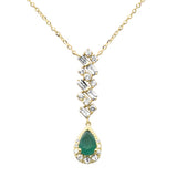 <span style="color:purple">SPECIAL!</span> .69ct G SI 14K Yellow Gold Diamond & Natural Emerald Pendant Necklace  16+2" Ext Long
