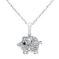 .16ct G SI 14K White Gold Diamond Piglet Pendant Necklace 18" Long