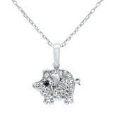 Collar con colgante de lechón con diamantes de oro blanco de 14K, 0.16 ct, G SI, 18" de largo