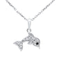 .11ct G SI 14K White Gold Diamond Dolphin Pendant Necklace 18" Long