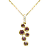.33ct G SI 14K Yellow Gold Diamond & Ruby Gemstones Pendant Necklace 18" Long