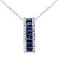 <span style="color:purple">SPECIAL!</span> 1.06ct G SI 14K White Gold Diamond & Blue Sapphire Gemstones Pendant Necklace 18" Long