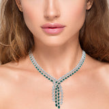 10.38ct G SI 14K White Gold Diamond & Natural Emerald Gemstones Pendant Necklace 16" Long