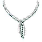 10.38ct G SI 14K White Gold Diamond & Natural Emerald Gemstones Pendant Necklace 16" Long