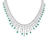 17.54ct G SI 14K White Gold Diamond & Natural Emerald Gemstones Pendant Necklace 16" Long