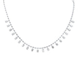 4.10ct G SI 14K White Gold Diamond & Emerald Cut Drop Pendant Necklace 16" Long