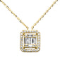 .25ct G SI 14K Yellow Gold Round & Baguette Diamond Pendant Necklace 18" Long