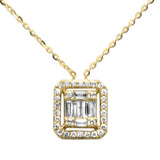 <span style="color:purple">¡ESPECIAL!</span> Collar con Colgante de Diamantes Redondos y Baguette de .25ct G SI en Oro Amarillo de 14K, 18" de Largo