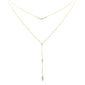 .26ct G SI 14K Yellow Gold Diamond Double Layers Drop Pendant Necklace 18" Long