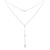 .26ct G SI 14K White Gold Diamond Double Layers Drop Pendant Necklace 18" Long