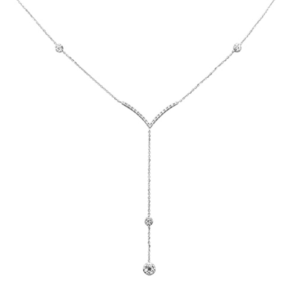 .34ct G SI 14K White Gold Diamond Drop Pendant Necklace 18" Long