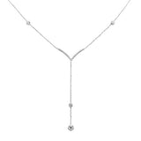 .34ct G SI 14K White Gold Diamond Drop Pendant Necklace 18" Long