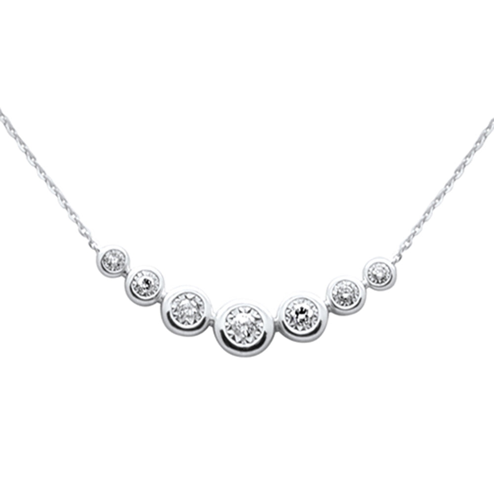 .14ct G SI 14K White Gold Diamond Graduated Pendant Necklace 18" Long