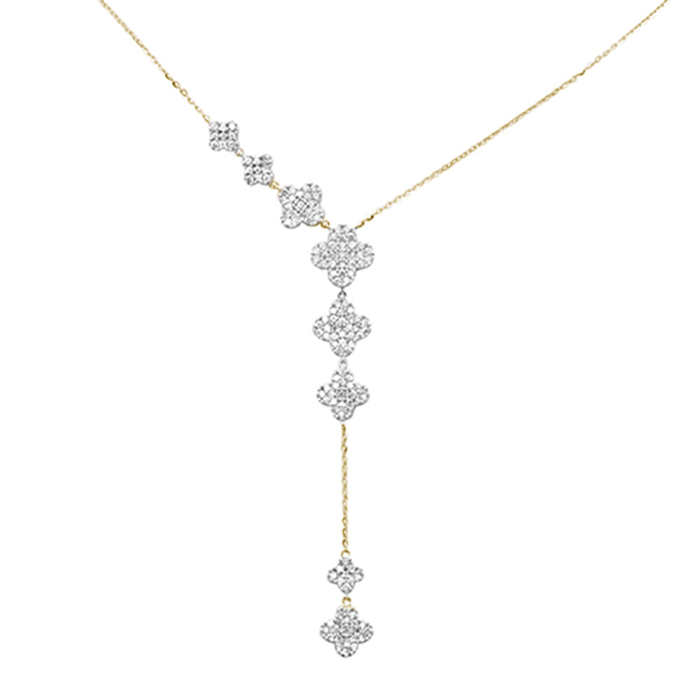 .77ct G SI 14K Yellow Gold Diamond Drop Pendant Necklace 18" Long