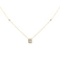 <span style="color:purple">SPECIAL!</span> .38ct G SI 14K Yellow Gold Round & Baguette Diamond Pendant Necklace 18" Long