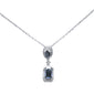 .94ct G SI 14K White Gold Diamond & Blue Sapphire Gemstones Pendant Necklace 18" Long