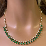10.34ct G SI 14K Yellow Gold Diamond & Natural Emerald Gemstones Pendant Necklace 16+2" Ext