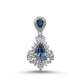 3.27ct G SI 14K White Gold Diamond & Blue Sapphire Gemstones Pendant
